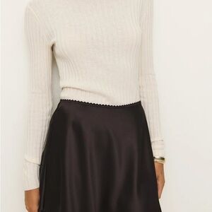 Reformation Brandy Black Satin Skirt